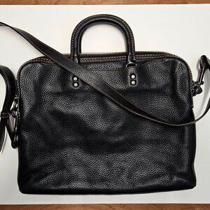 Coach Rogue Slim Brief / Briefcase Black Glove Tanned Pebble Leather